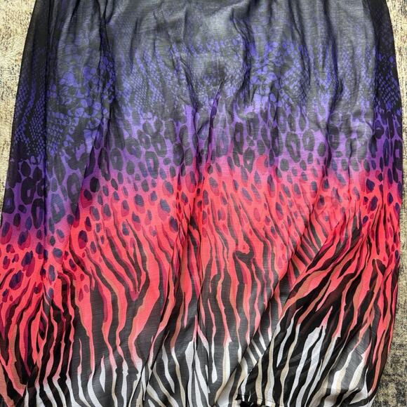 2B Bebe Animal Print Babydoll Maxi Dress Sz L Maximalism Y2K 2000s Halter Lined - Picture 4 of 11